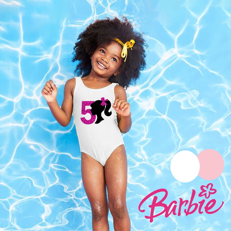 Váy công chúa barbie mô hình sinh nhật số 1-5 cho 1-5y bé gái tiệc sinh nhật mùa hè một mảnh áo tắm
