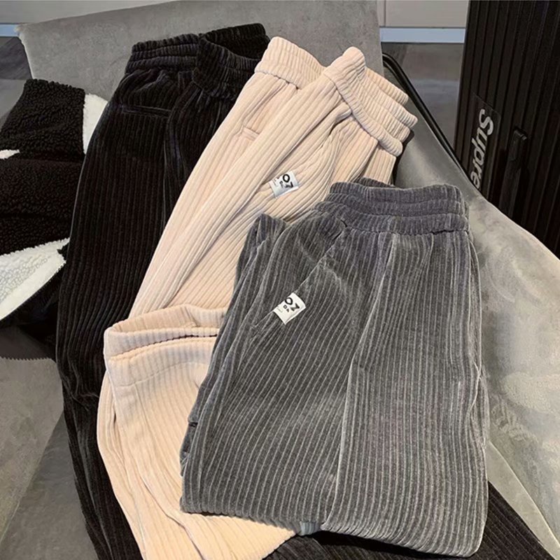 Quần Baggy Nhung Ống Rộng Thời Trang Hàn Quốc Dành Cho Nam Nữ