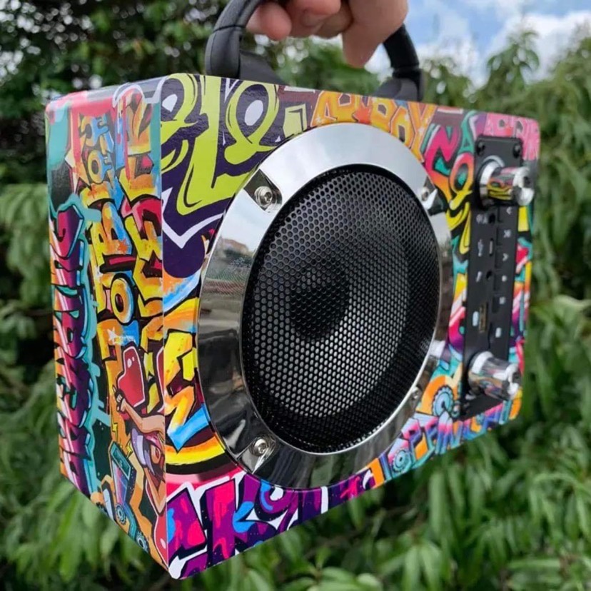 Loa Bluetooth Graffiti di động, có hỗ trợ thẻ nhớ, USB, đài FM...
