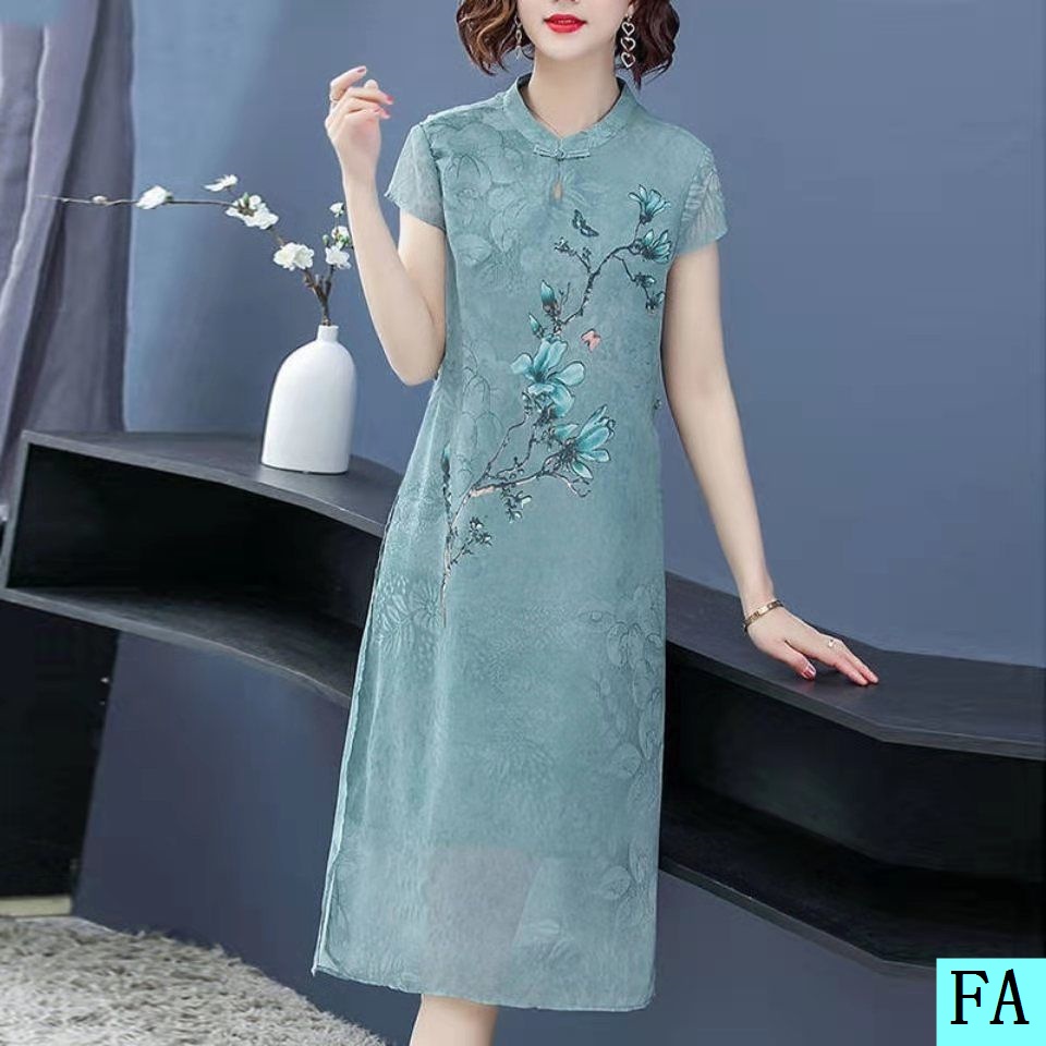 Đầm Thời Trang Mùa Hè 2019 Mới Phong Cách Phương Tây Dành Cho Phụ Nữ Độ Tuổi Trung Niên 40-50