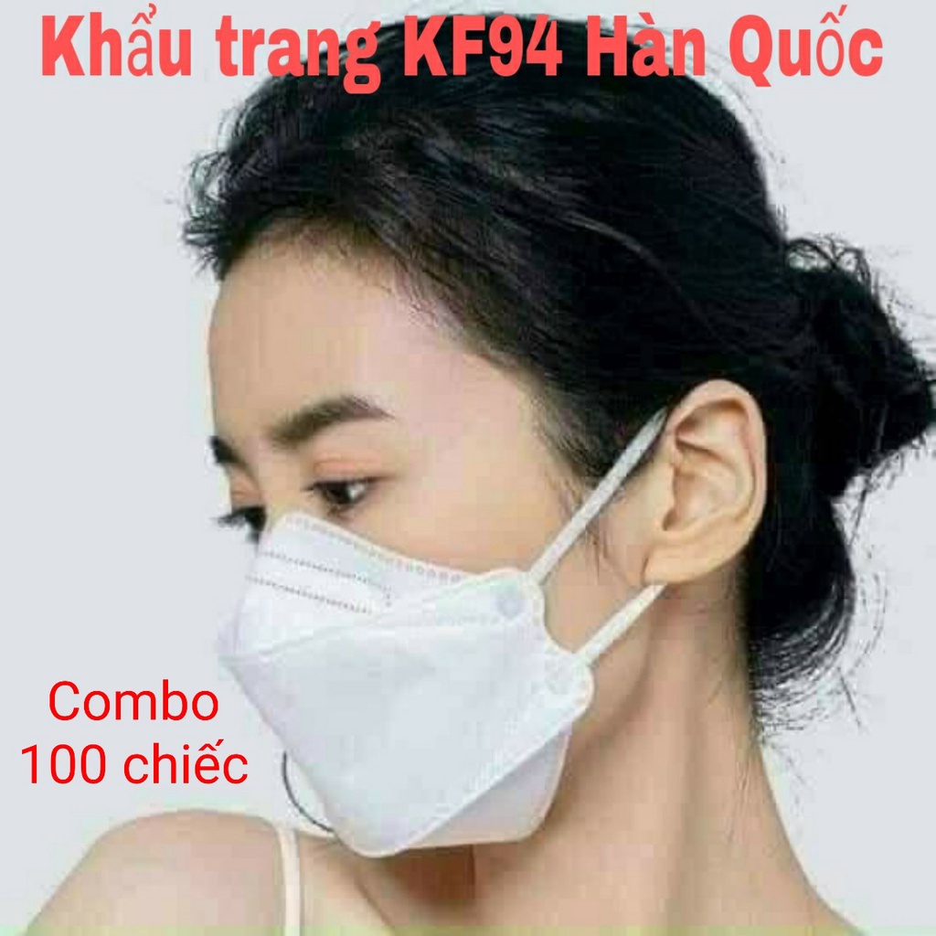 Combo 100 chiếc Khẩu trang KF94 Hàn Quốc đóng túi 10 chiếc mềm mịn kháng khuẩn cao cấp