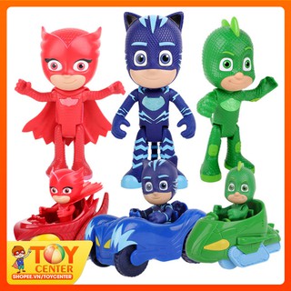 Mô hình PJ Masks Gekko, Owlette, Catboy lái xe – PJ Masks and Car Mobile Vehicle