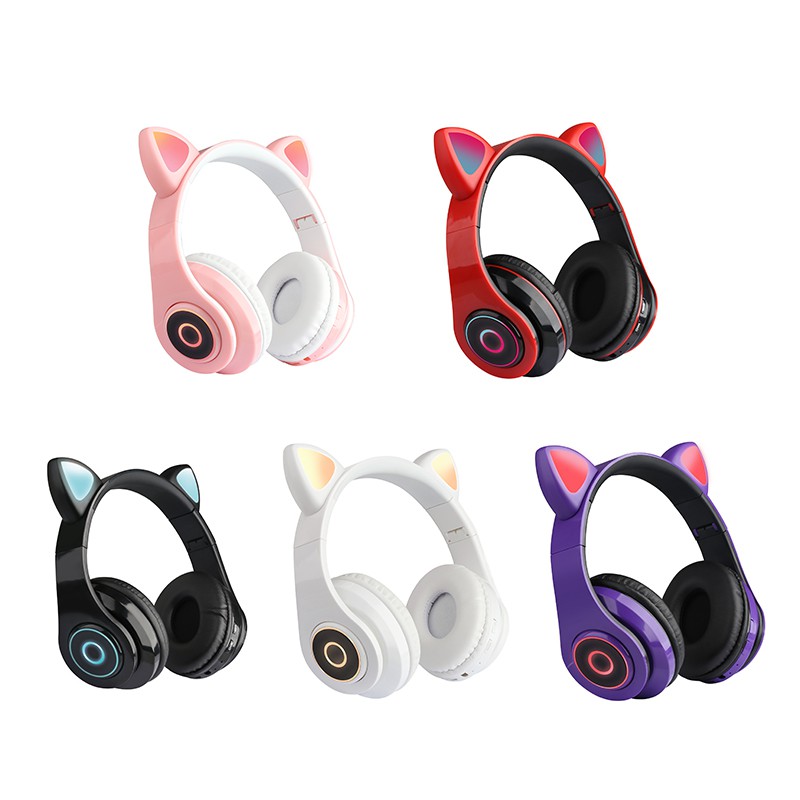 Tai Nghe Mèo Bluetooth cao cấp, Tai Nghe Bluetooth Chơi Game pin trâu, Headphone Mèo có mic, chống ồn, đèn led đổi màu BEST