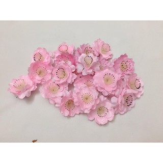 Hoa đào bằng vải trang trí tết 2019_Tặng cành kẽm xanh
