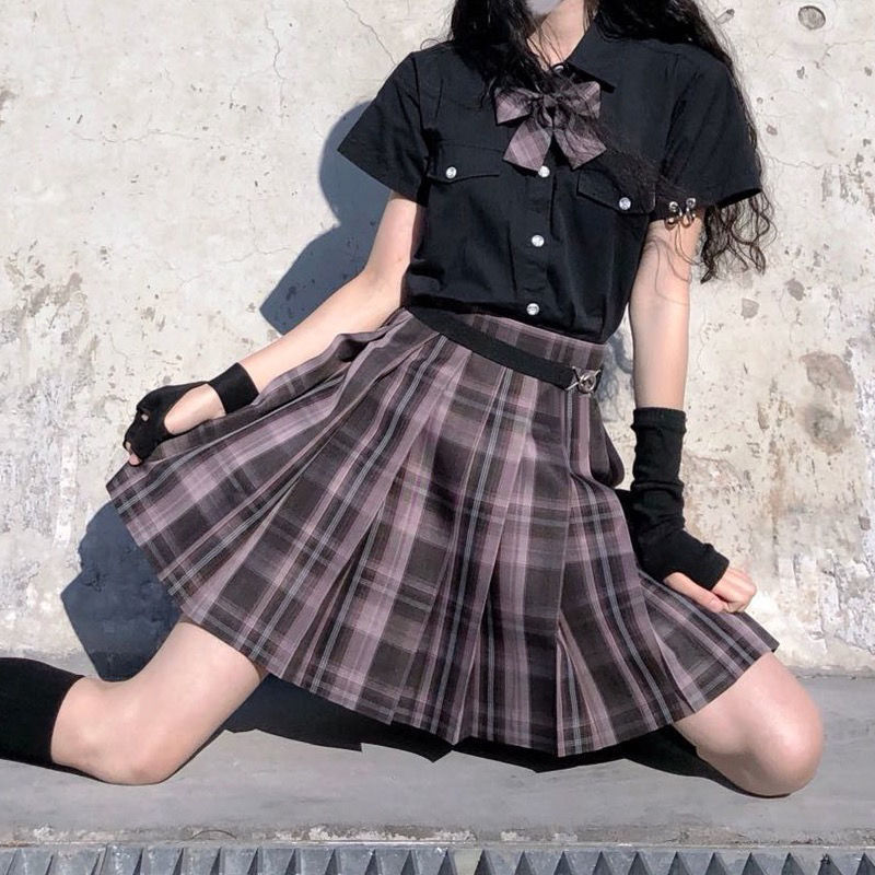 Chân váy xếp ly caro JK đồng phục học sinh xếp ly đáng yêu cho nữ