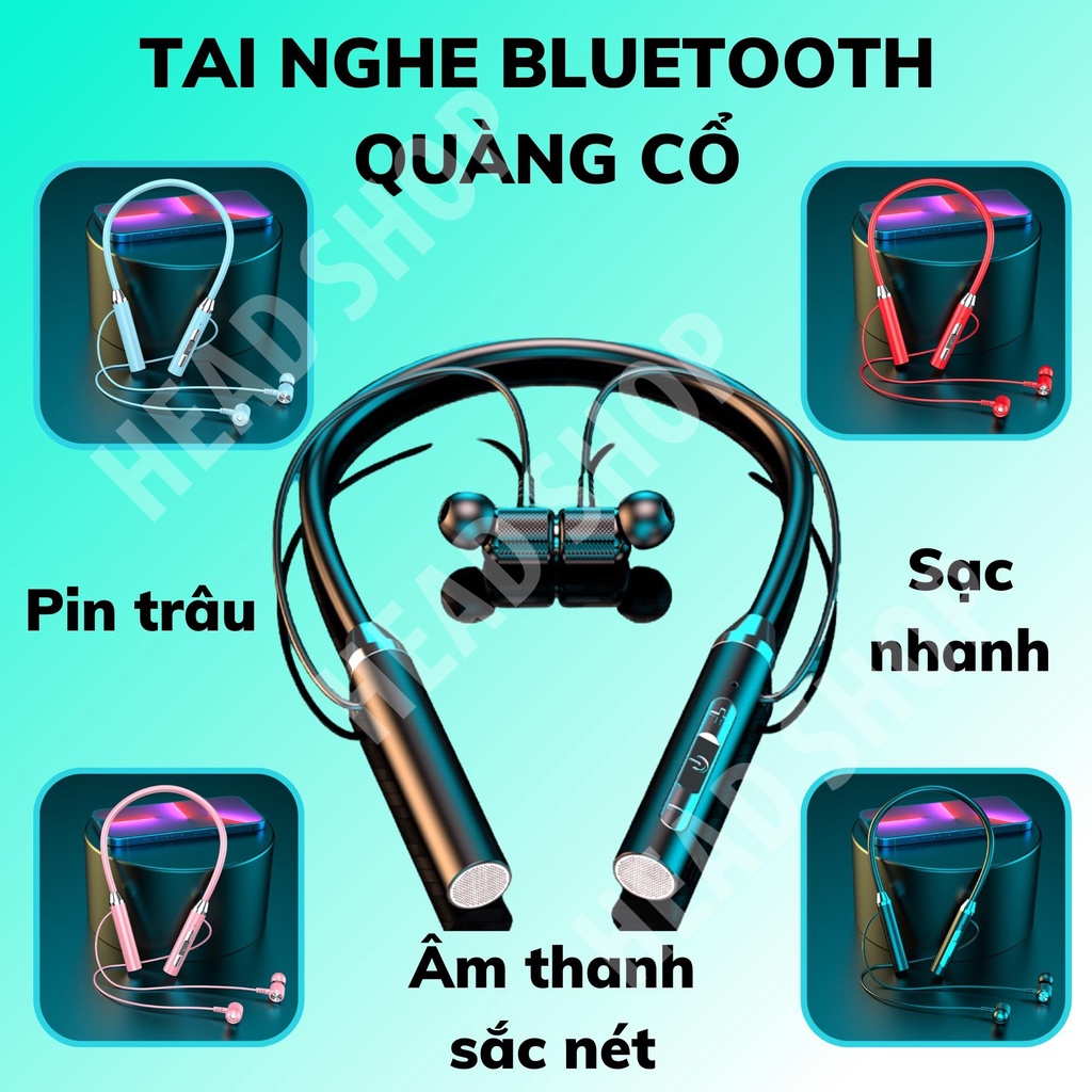Tai nghe Bluetooth không dây G01 đeo quàng cổ Bluetooth 5.2 thể thao pin trâu từ tính khử tiếng ồn Head Shop