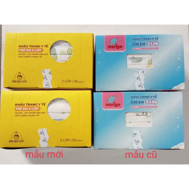 Khẩu trang y tế trẻ em Bông Bạch Tuyết  hộp 30 cái.