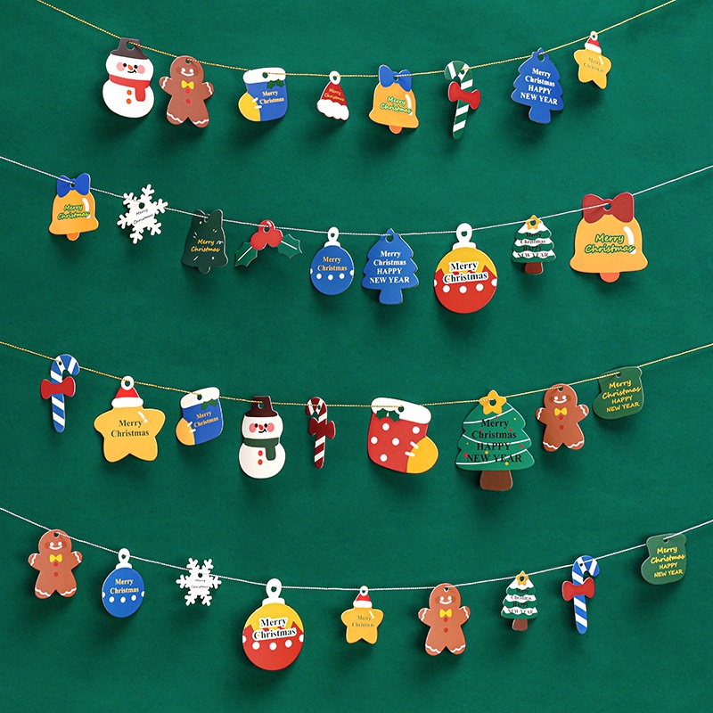 Set 14 Tấm Nhãn Giấy In Chữ Merry Christmas Dùng Để Trang Trí Quà Tặng Giáng Sinh Tiện Dụng