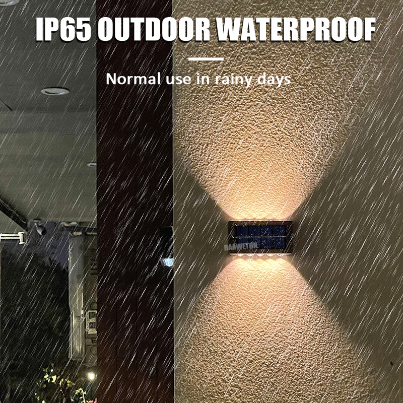 Đèn 12 LED Gắn Tường Năng Lượng Mặt Trời Trang Trí Sân Vườn