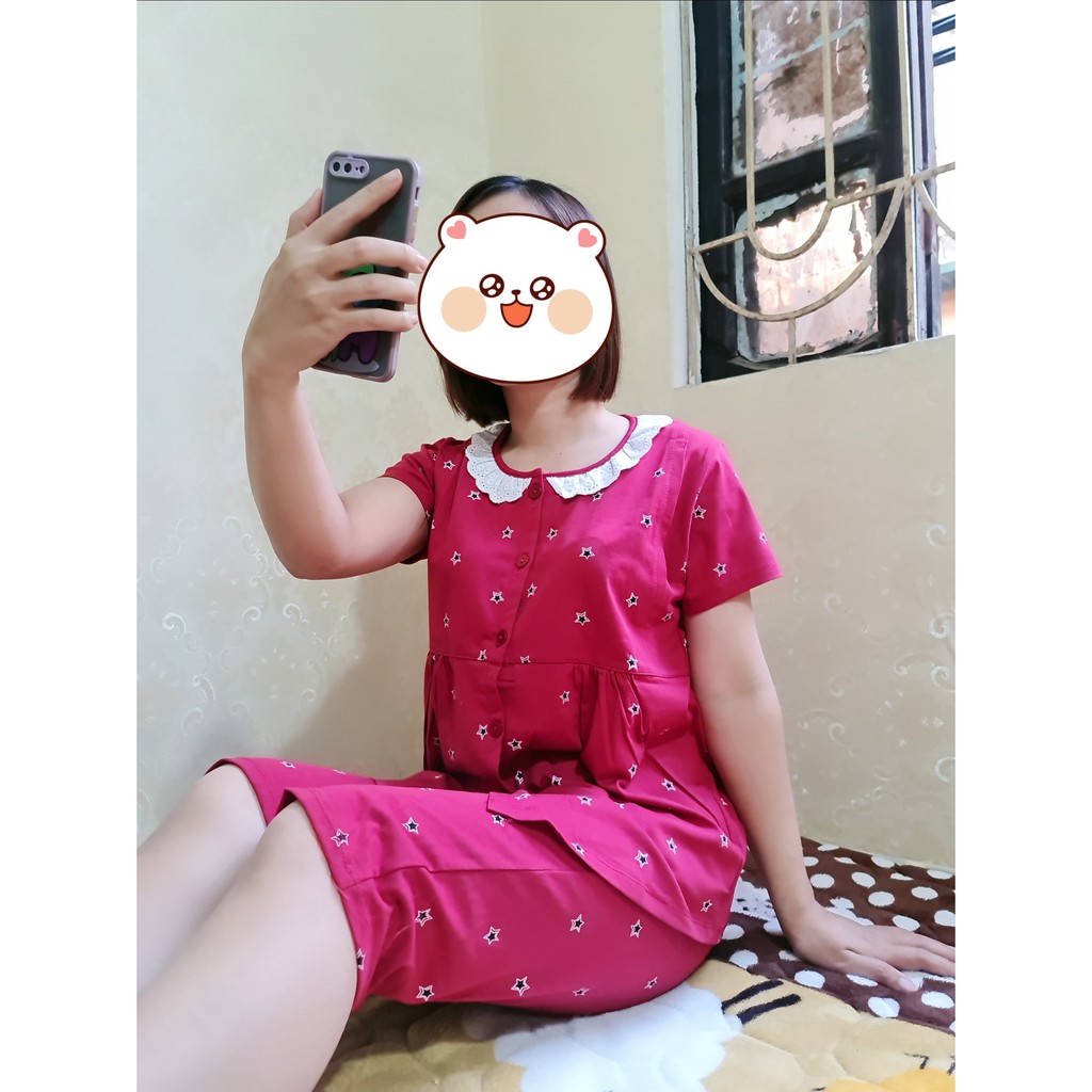 Bộ LỬNG Bầu Sau Sinh Hình SAO, Chất thoáng mát cotton cao cấp, mặc nhà tiện cho bé ti