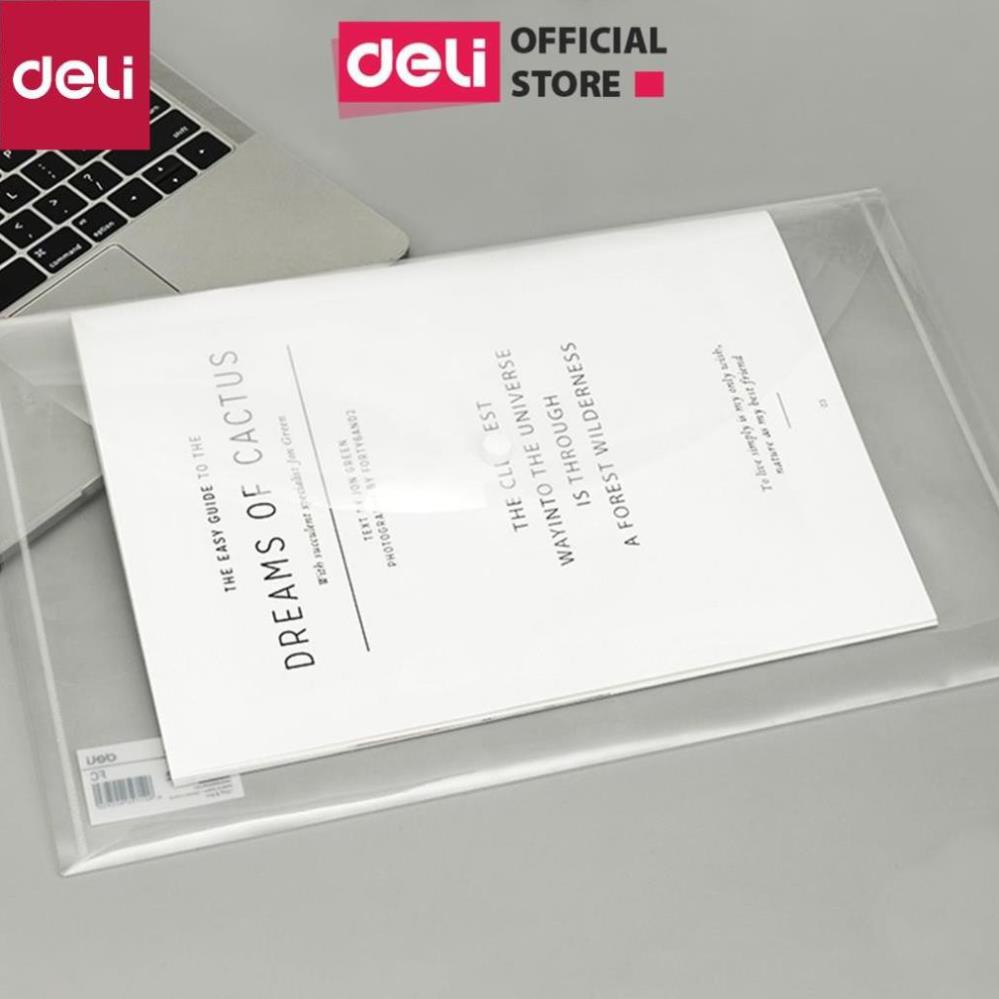 Túi cúc trong suốt đựng tài liệu Deli - có khuy clear bag khổ A4 - 1 chiếc - EF11312