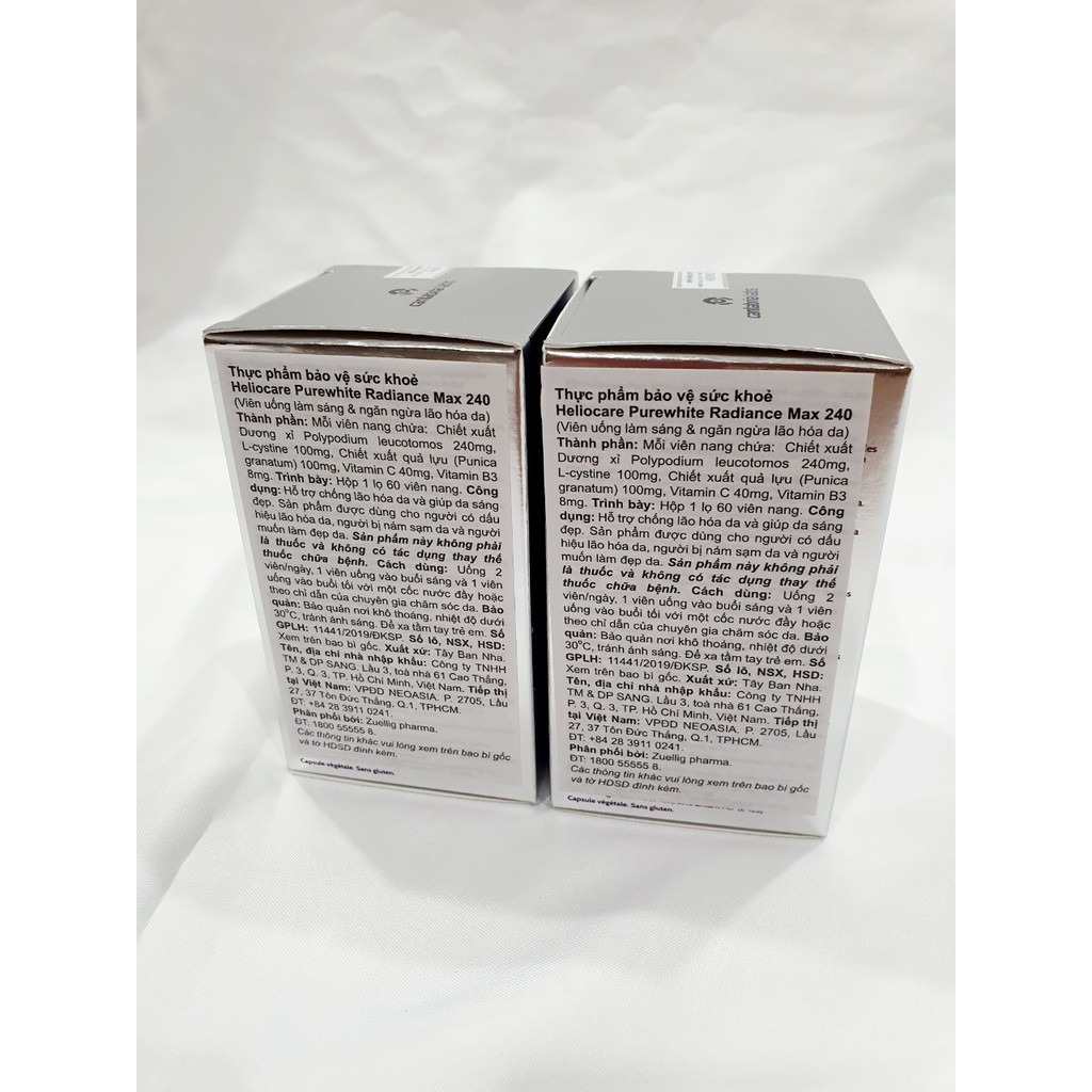 Viên uống trắng da cao cấp, chống nắng ,chống lão hoá Heliocare Purewhite Radiance Max 240