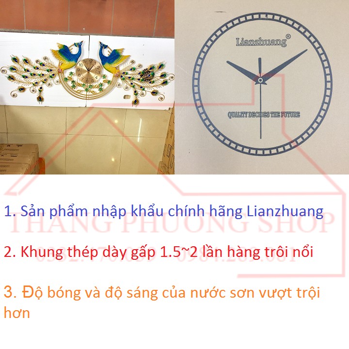 Đồng Hồ Trang Trí Chim Công Uyên Ương TP-078 ( Tặng Máy Đồng Hồ Thay Thế)