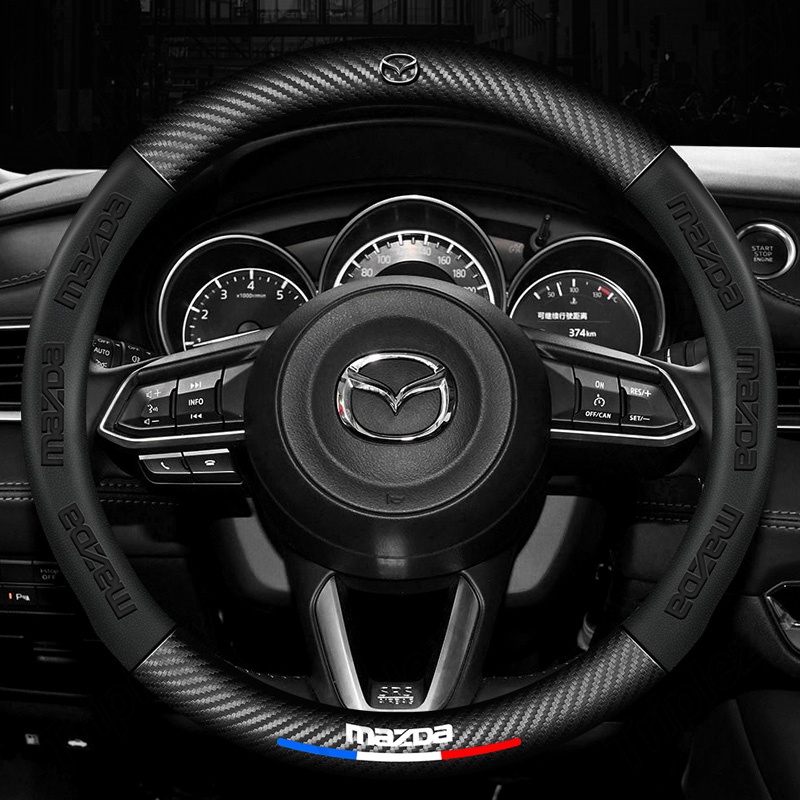 Vỏ Bọc Vô Lăng Xe Hơi Mazda 3 5 6 Atenza M6 MX5 CX3 CX5 CX7 CX9 RX8 CX30 Bằng Da Sợi Carbon 3D