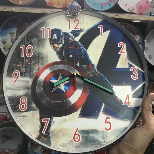 Đồng hồ treo tường - captain america - siêu anh hùng cho bé