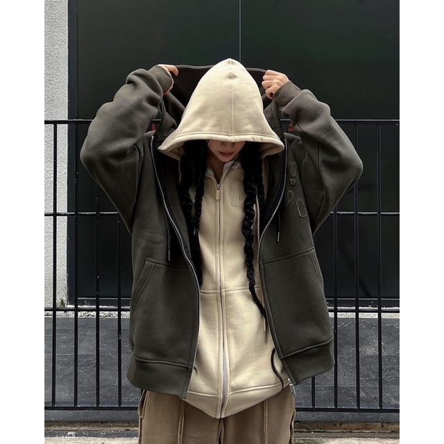 ÁO KHOÁC UNISEX ZIP HOODIE ALPHABET PATCH POWROFFICIAL