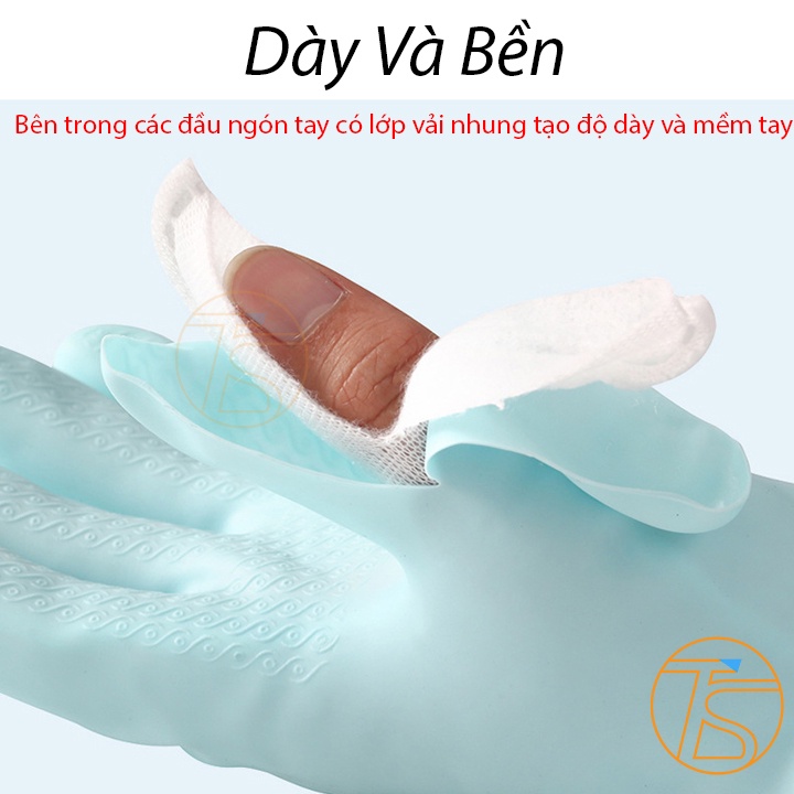 Bao Tay Rửa Bát Chén Nhà Bếp Cao Su Dày 2 Lớp Dài 48cm Tiện Lợi Giặt Giũ Quần Áo, Vệ Sinh Lau Chùi