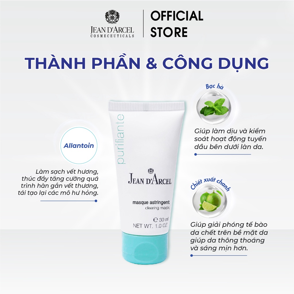 Mặt nạ giảm mụn và se khít lỗ chân lông Jean d'Arcel Clearing Mask 30ml/250ml JDA