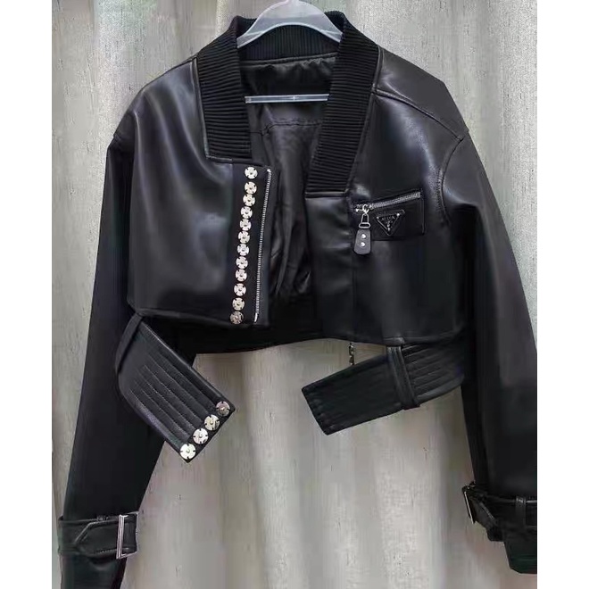 Áo bomber áo khoác Da dáng ngắn cá tính có bigsize