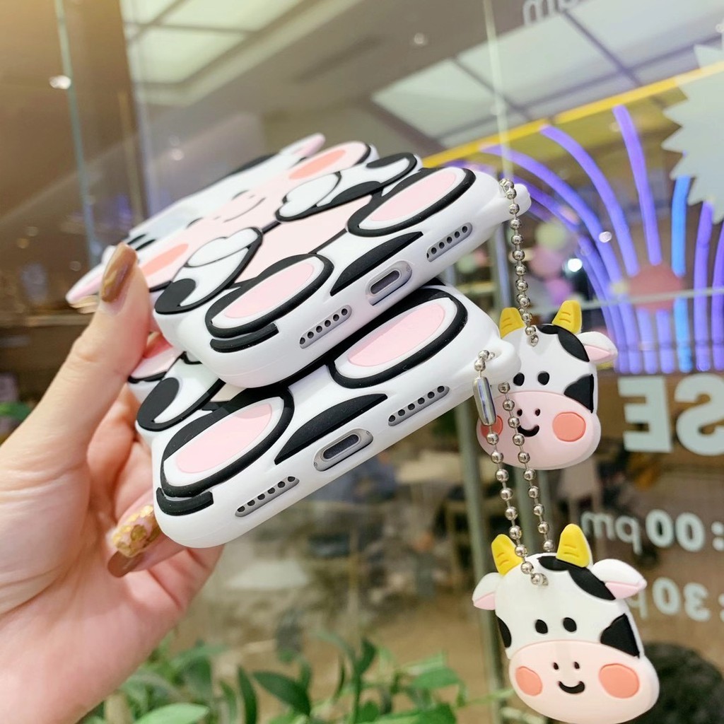 Ốp Điện Thoại Silicon Họa Tiết Chú Bò Dễ Thương Cho iPhone Case 7 8 7 Plus 8 Plus 11