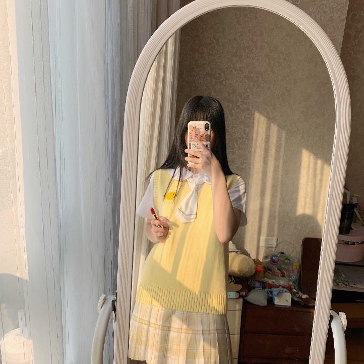 Áo Sweater Dệt Kim Không Tay Phong Cách Nhật Bản Xinh Xắn Dành Cho Nữ