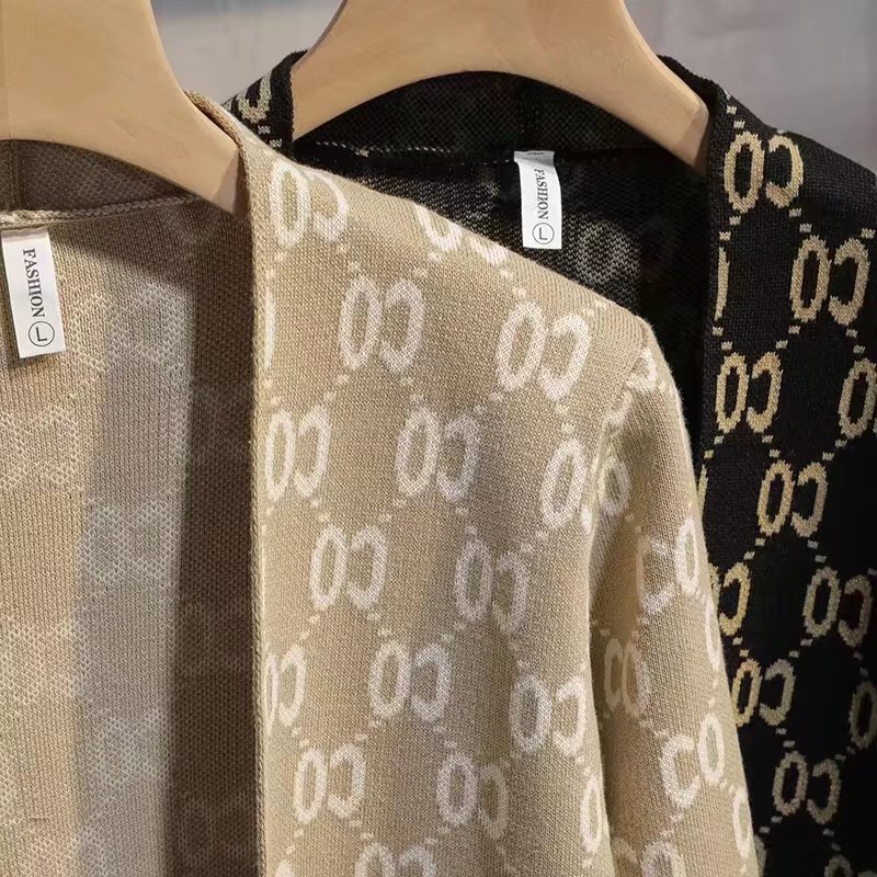 Áo Khoác Cardigan Dệt Kim Màu Trơn In Chữ Phong Cách Mới Thời Trang Xuân Thu Cho Nam