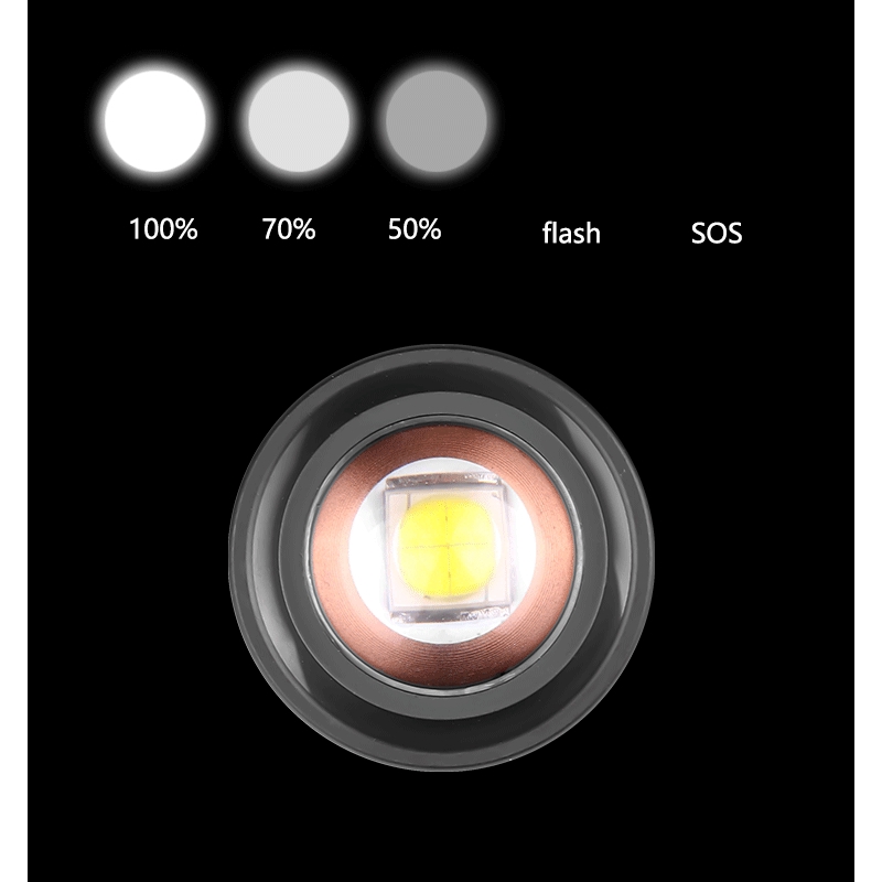 Đèn pin 6000LM siêu sáng xhp50.2 Có thể sạc lại USB Có thể thu phóng bằng pin 18650