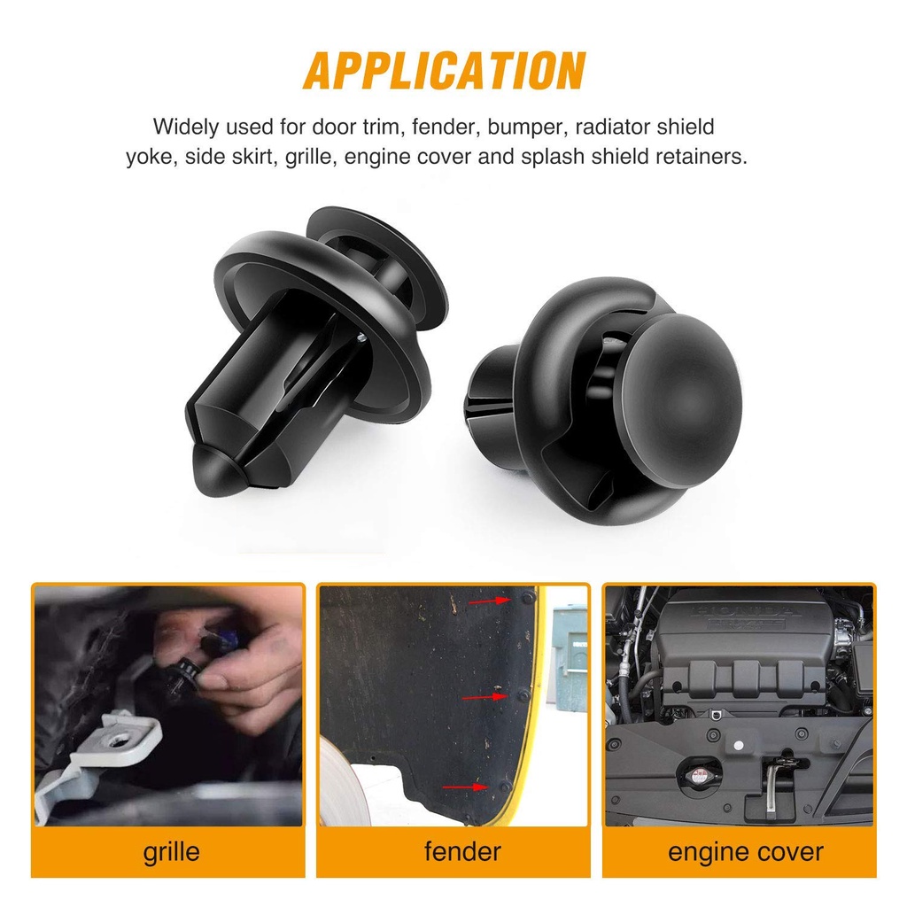 50 miếng đinh tán nhựa lỗ 10mm cho xe hơi Honda Civic Accord ô tô Vít nở, chốt nở nhựa