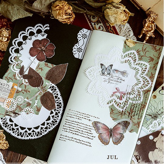 10 tấm giấy ren tròn 10cm cổ điển trang trí Bullet Journal viền ren Vintage STI23