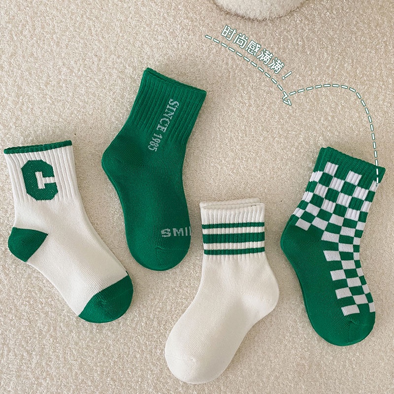 Cheerful Mario 4 cặp Bé trai bé gái Vớ bông Babyboy Babygirl Cartoon Kids Socks