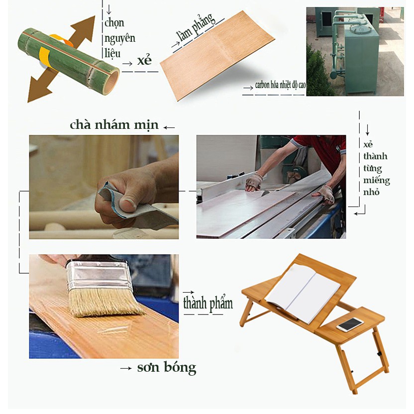 Bàn làm việc laptop đa năng gỗ tre gấp gọn | BigBuy360 - bigbuy360.vn