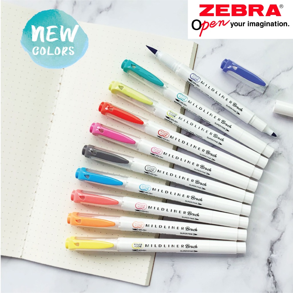 Viết Dạ Quang Zebra Mildliner Brush đầu cọ 25 màu [Chính hãng] - 1 cây