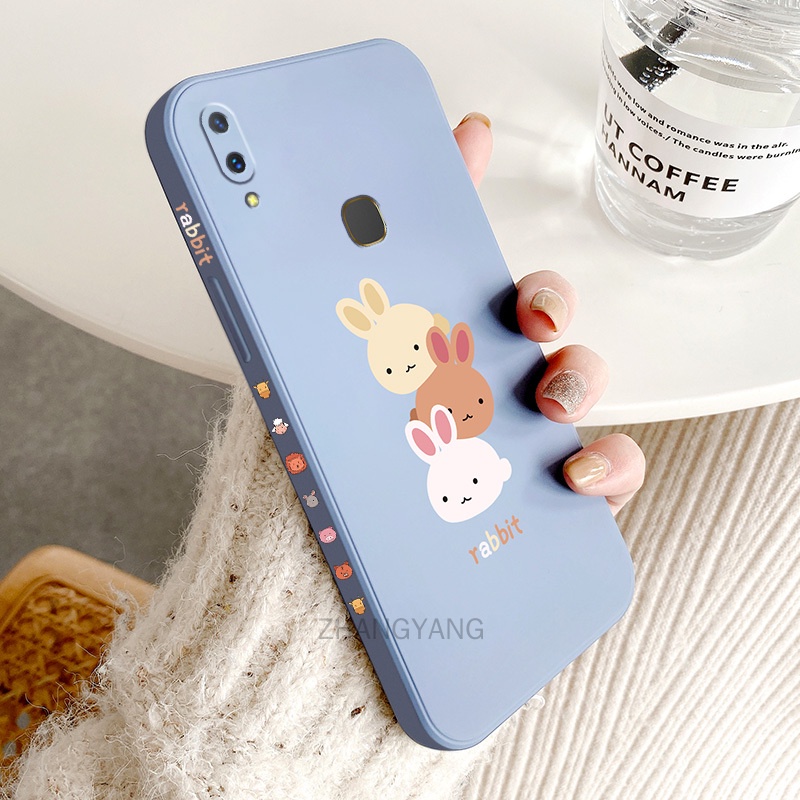 ốp lưng vivo y85 y91 y95 v9 Ốp Điện Thoại TPU Silicone Hình Ba Chú Thỏ Đáng Yêu Kèm Dây Đeo Cho vivo y85 y91 y95 v9