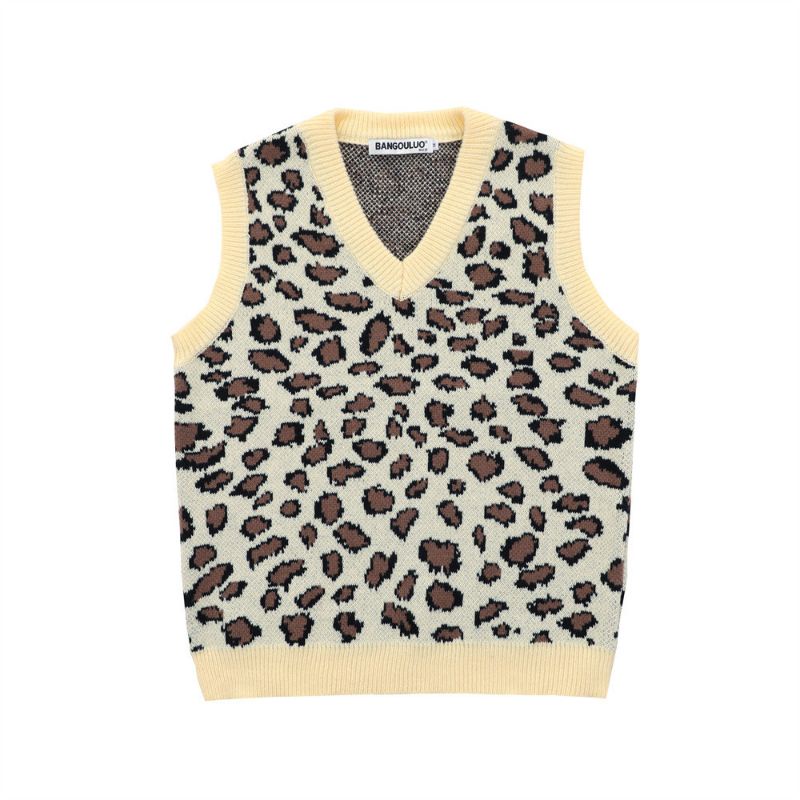 Áo vest len BOL LEOPARD dệt kim form rộng unisex