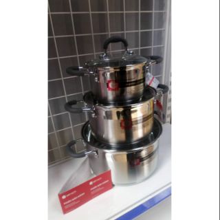 Bộ nồi inox smartcook 3 chiếc cỡ 16 cm, 20 cm, 24 cm-sm3335