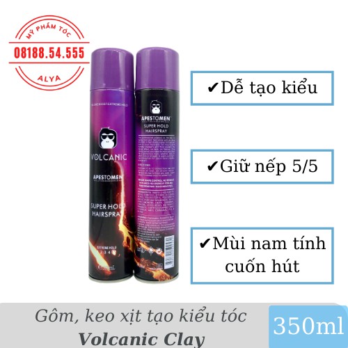 Sáp, Wax gôm vuốt tóc VOLCANIC + CLAY WAX Trắng 100gr tạo kiểu giữ nếp cho tóc. HÀNG CHÍNH HÃNG