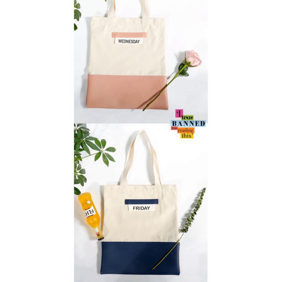 Túi vải canvas - Túi totte bag thời trang có khóa kéo, đeo đi học, đi chơi phong cách, thời trang, tiện lợi.