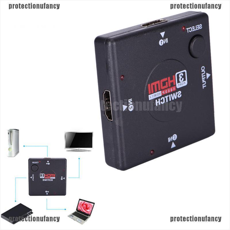 Protectionufancy 3 IN 1 OUT Splitter 3 Port 1080P Video HDMI HD Converter Switcher For HDTV ABC