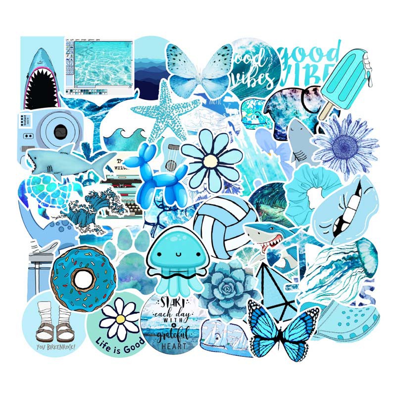 set 50 sticker cute dán máy tính, điện thoại,lap top, sticker dán mũ bảo hiểm, valy phong cách cute vintage, cá tính