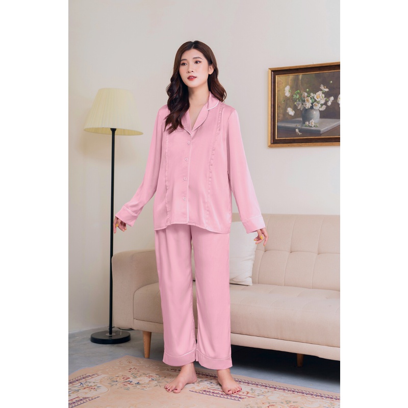 Bộ bầu mặc nhà và sau sinh lụa cao cấp không gây kích ứng cho da mở khóa cho con bú quần chung chỉnh bụng Bella Mama BN7