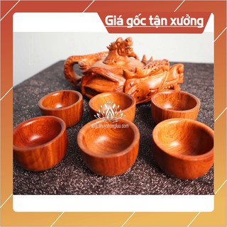 bộ ấm chén rồng gỗ hương cao cấp