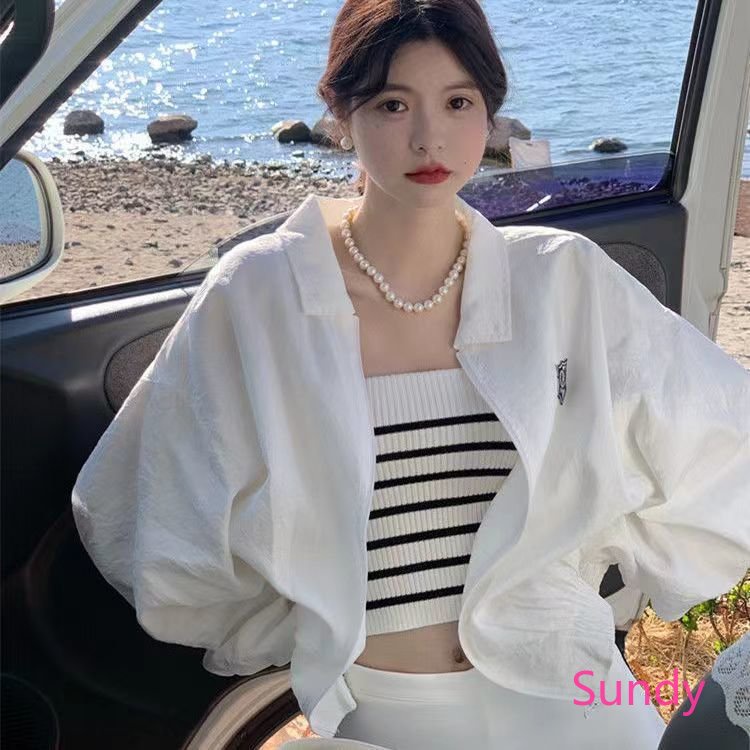 Áo Khoác Chống Nắng Tay Dài Dáng Rộng Phong Cách Mùa Thu Đơn Giản Cho Nữ