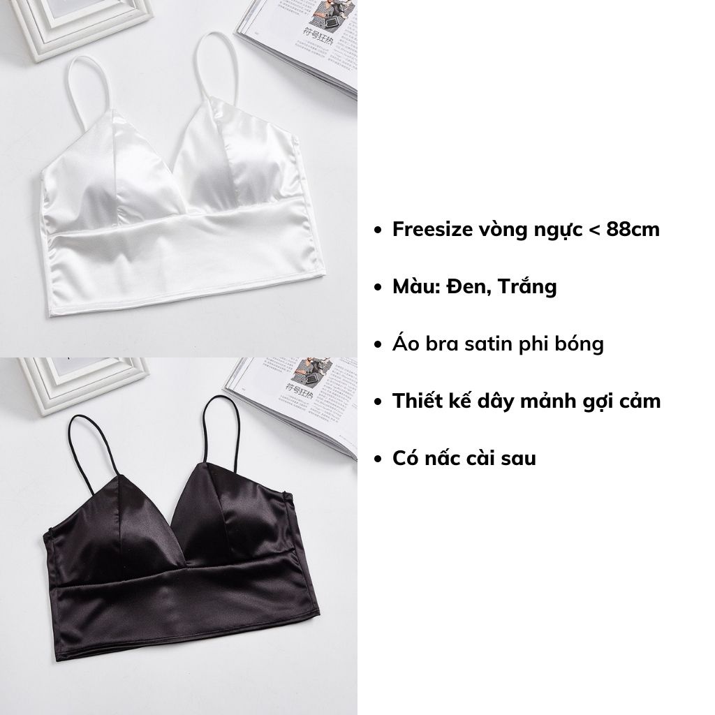 Áo bra nữ 2 dây satin phi bóng mặc gợi cảm DEVARI B264
