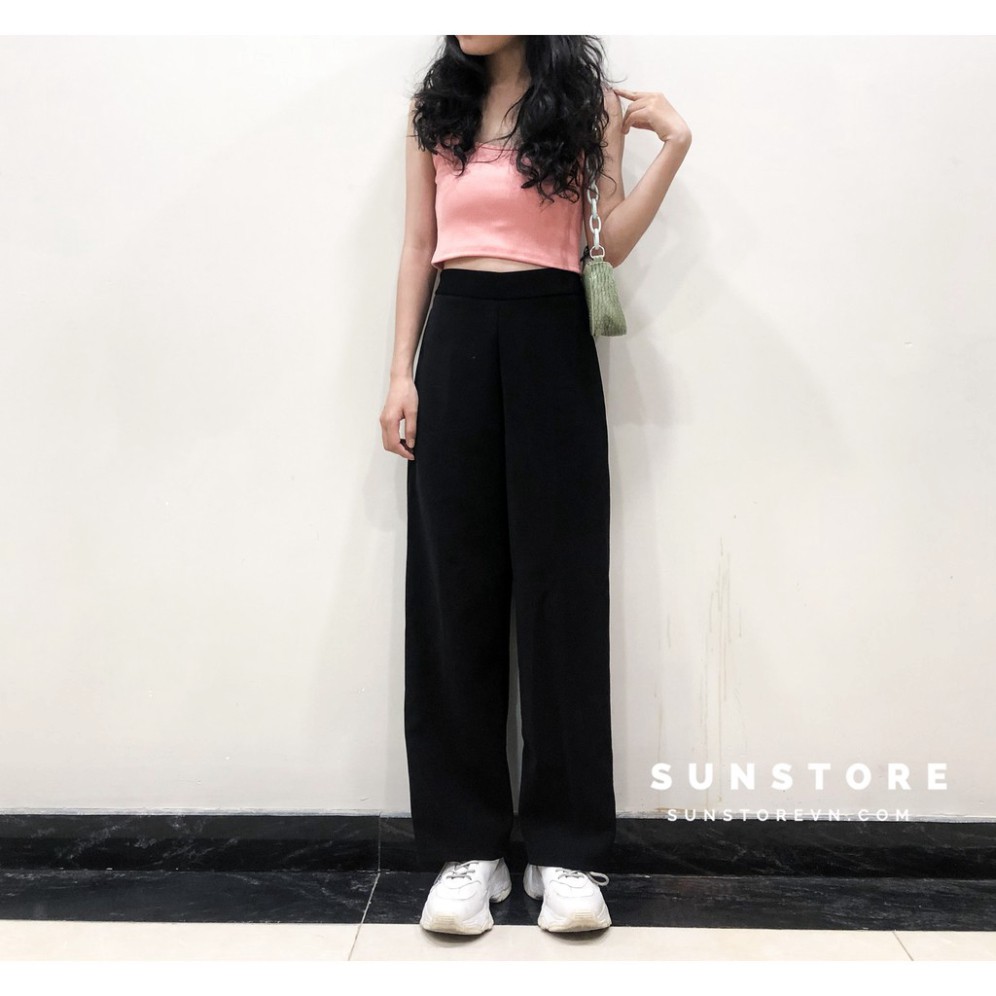 Quần ống rộng culottes suông dài chất dày lưng cao 2 màu đen be (Tất cả là hình thật)