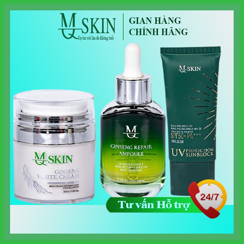 Combo Kem Face,Serum căng bóng và kem chống nắng MQ Skin dưỡng  da sau tái tạo Mq Skin Chính Hãng