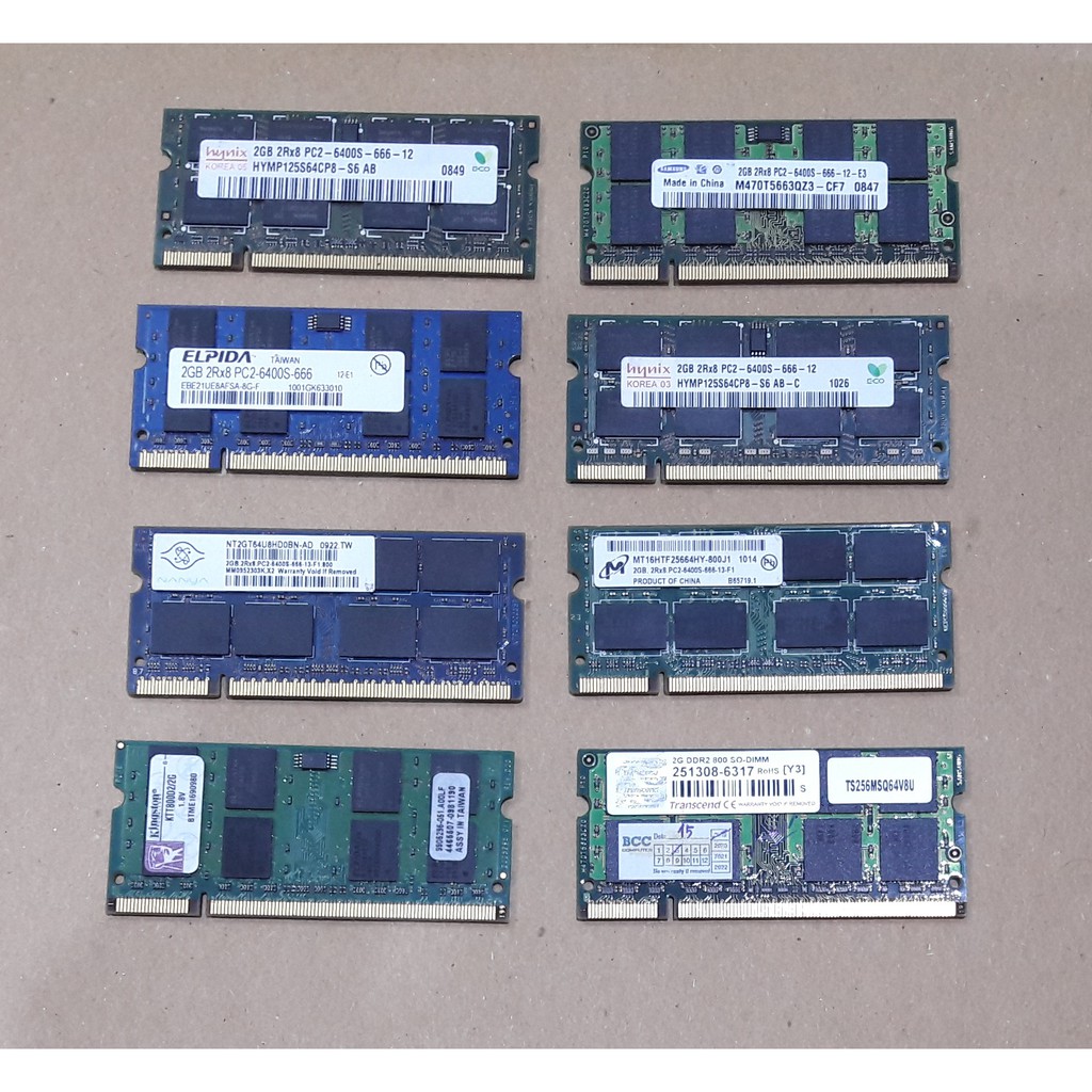 Ram laptop DDR2 2gb bus 667 800 bảo hành 6 tháng hàng tháo máy ( hàng bóc máy ) như mới