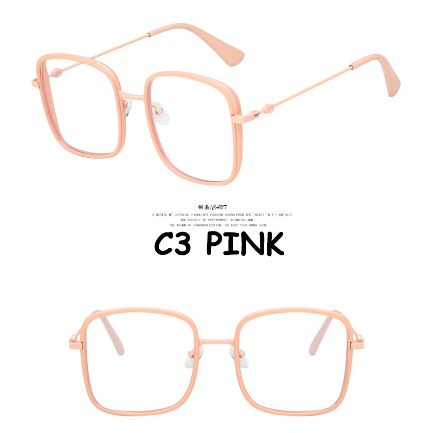 Kính mát gọng kim loại vuông chống bức xạ máy tính kiểu dáng thời trang đơn giản cho nữ