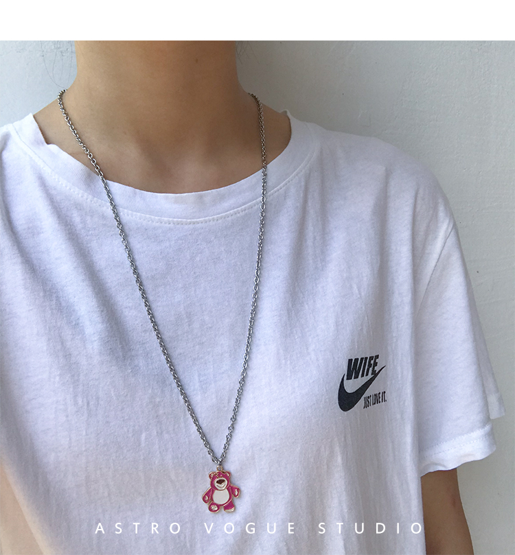 Dây Chuyền Mặt Hình Gấu Và Quả Dâu Dễ Thương Thời Trang 23546