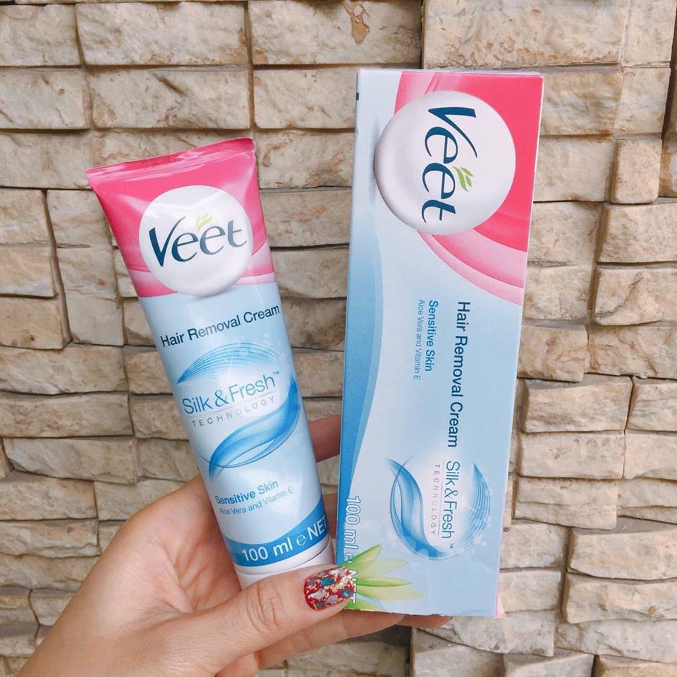 [Hàng chính hãng] Kem Tẩy Lông Dành Cho Da Nhạy Cảm Veet Hair Removal Cream Silk &amp; Fresh 100ml