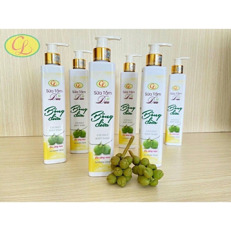 [Cửu Long] Sữa Tắm từ Dừa Cửu Long - Sữa Tắm Bông Dừa 250ml Mờ Nám, Loại bỏ đồi mồi cho da.
